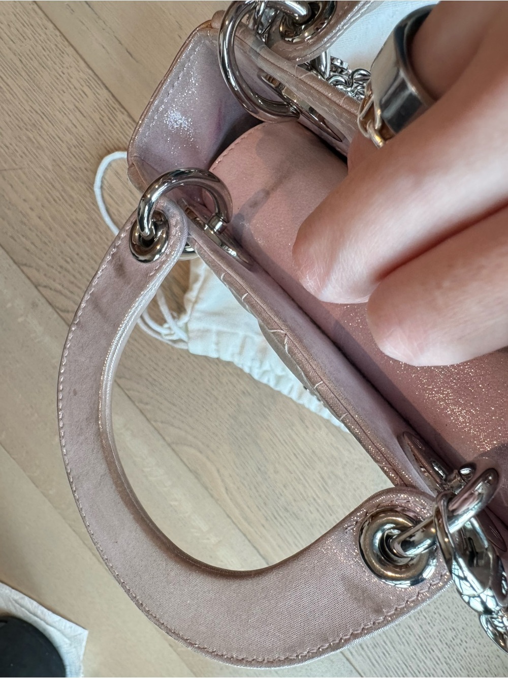 Dior Quilted Metallic Light Pink Crossbody Bag - Picture 9 of 12